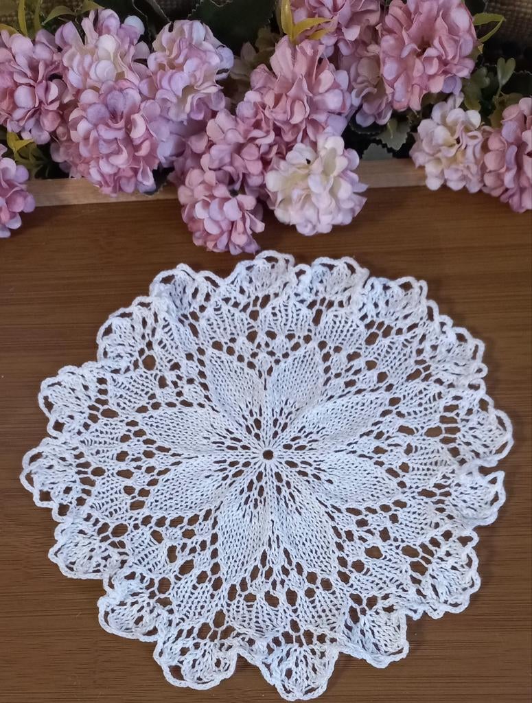 Set van 5 brocante kleedjes, gebreid, kantklos, wit, beige, Ophalen of Verzenden