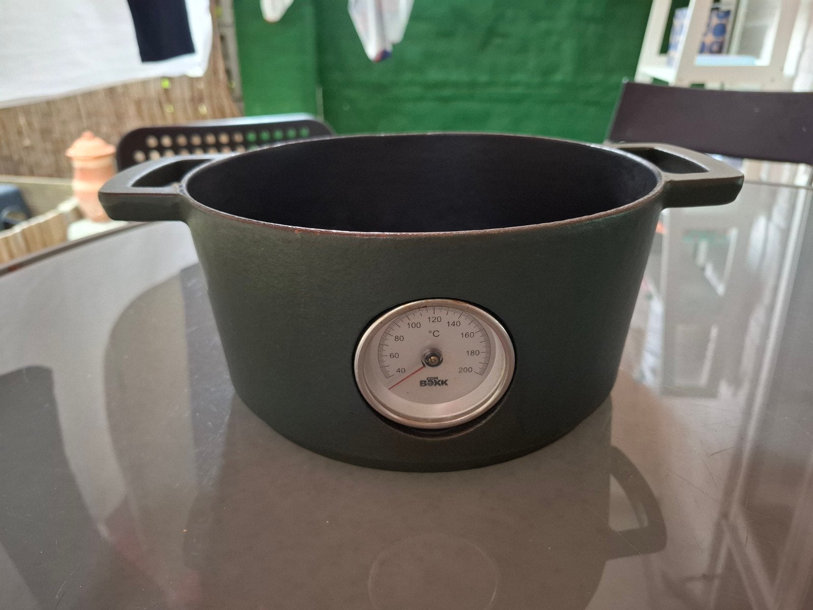 Combekk Braadpan Gietijzer 24cm met Thermometer, Ophalen, Gebruikt, Met deksel, Overige merken