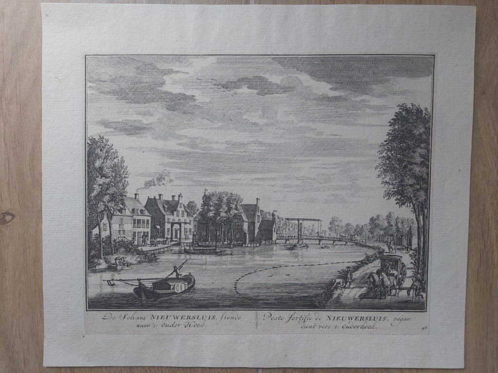 46 / De Schans bij Nieuwersluis - Originele gravure uit 1719, Antiek en Kunst, Stadsgezicht, Blanco verso, Ophalen of Verzenden