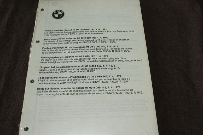 BMW R50/5 R60/5 R75/5  1972 supplement onderdelen boek, Ophalen of Verzenden, BMW