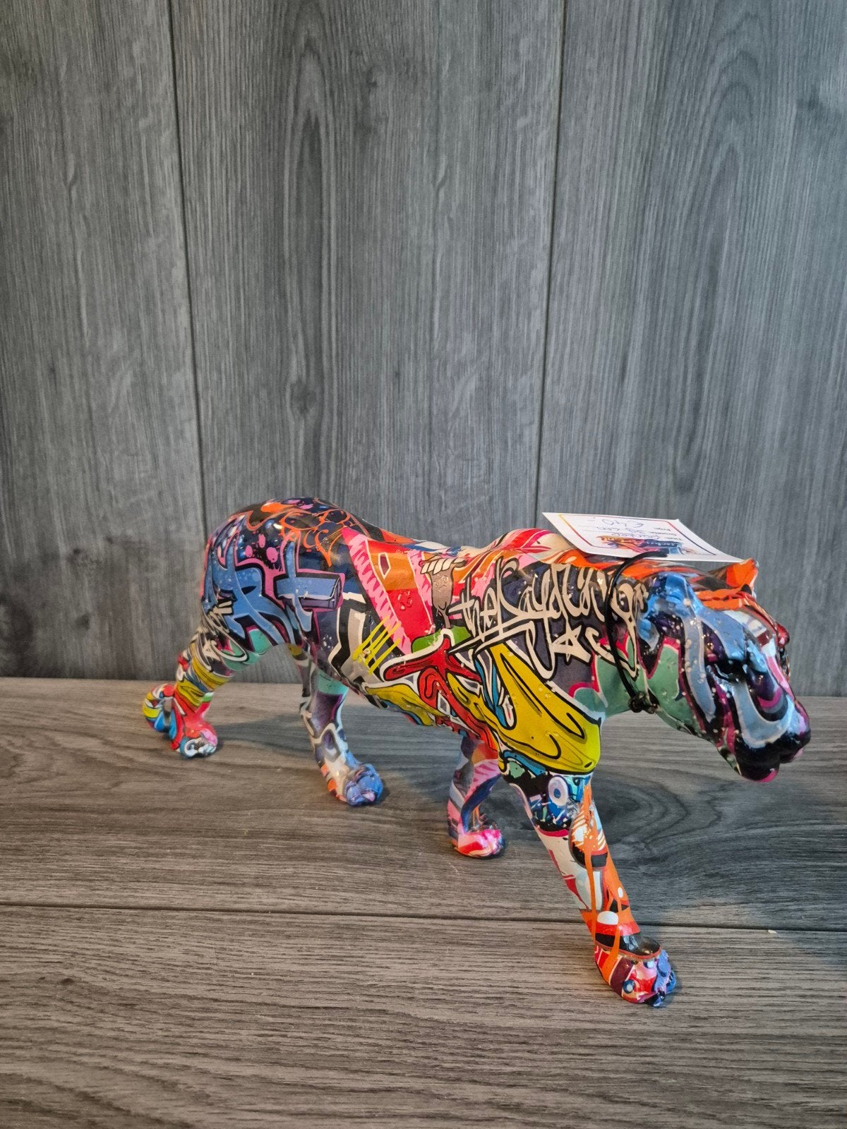 Panter beeld 39cm - Graffiti stijl - Polyester, Huis en Inrichting, Ophalen, X, X, X