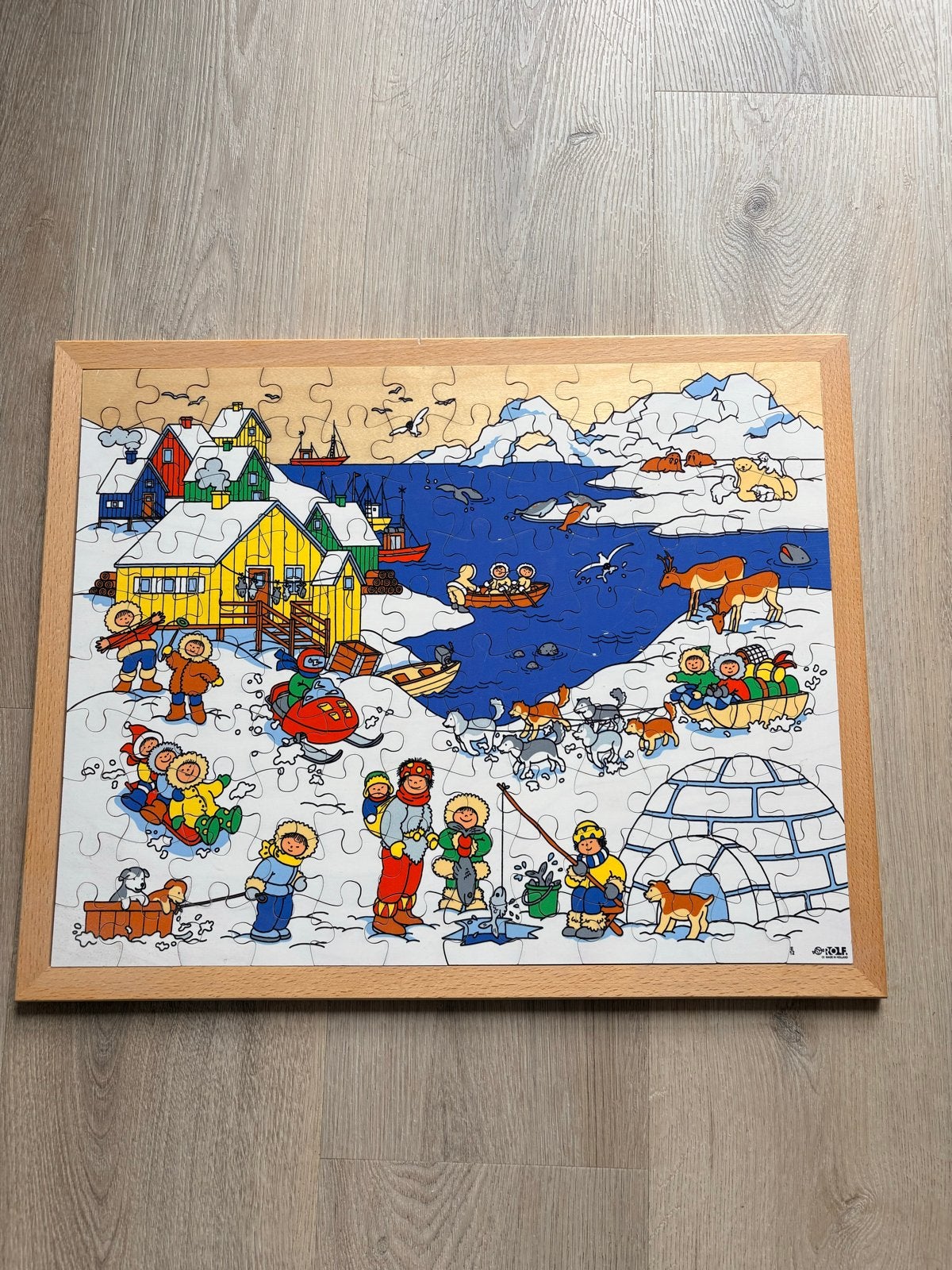 Houten legpuzzel De Rolf 120 stukjes - Arctisch tafereel, Ophalen, Minder dan 500 stukjes, Zo goed als nieuw, Legpuzzel