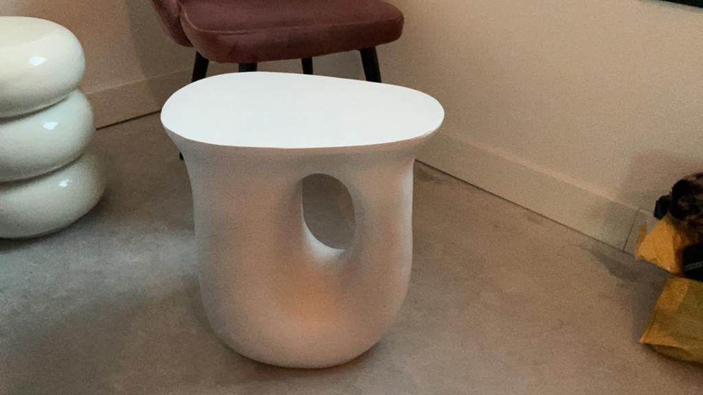 Bijzettafeltje, Ophalen of Verzenden, Gebruikt, Wit, Minder dan 50 cm
