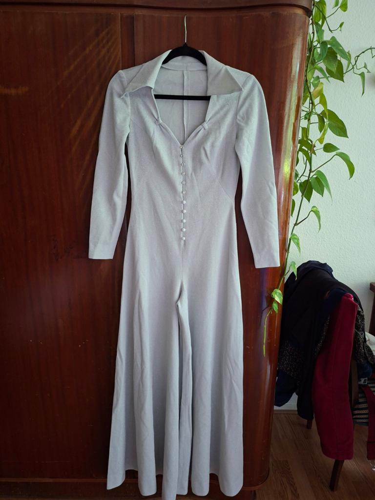 Vintage jumpsuit glitter maat 36/38, Ophalen of Verzenden, Maat 36 (S), Zwart, Overige typen
