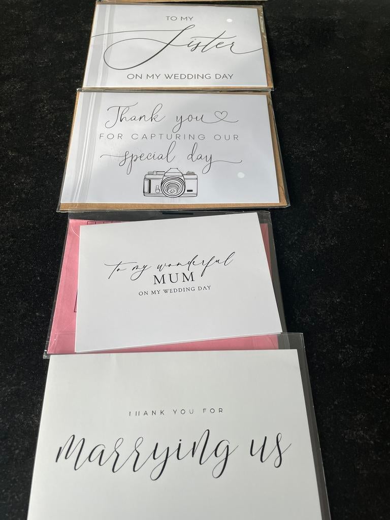 Kaarten bruiloft € 1,75 per stuk  wedding cards, Ophalen of Verzenden, Zo goed als nieuw