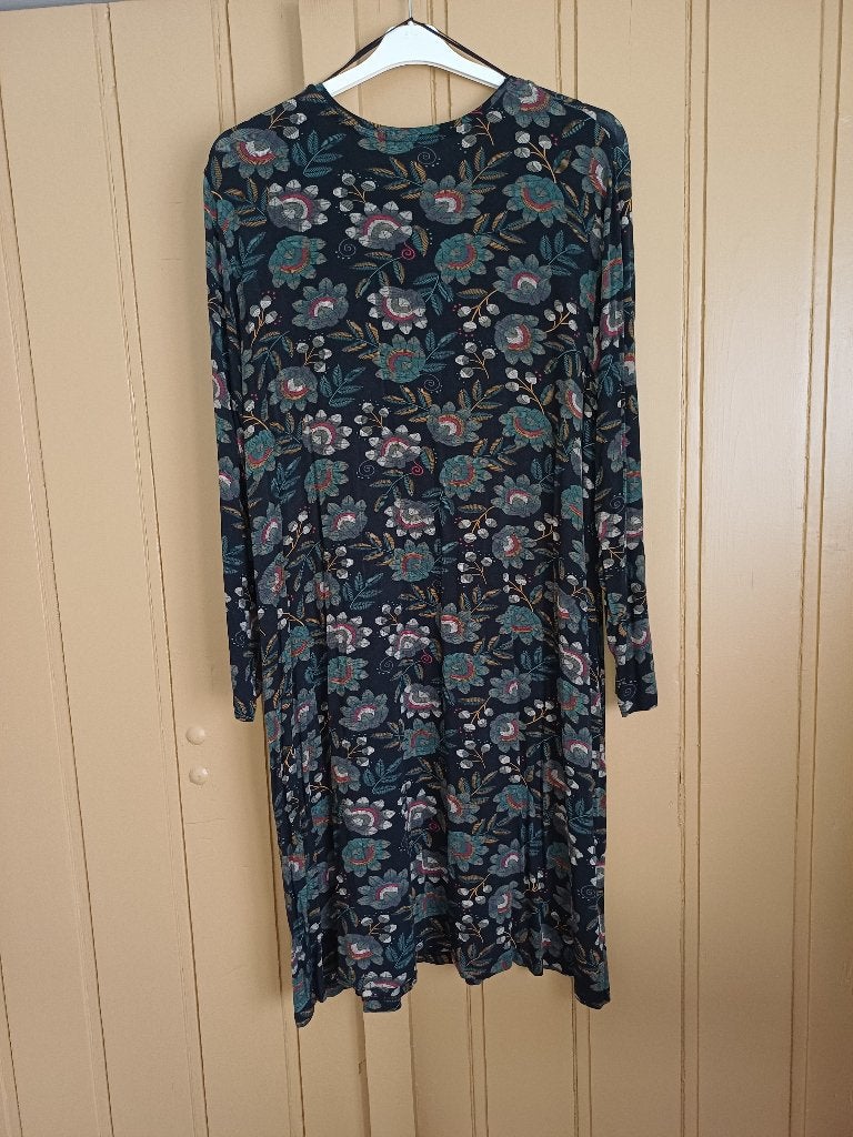 Gudrun Sjödén - zwarte jurk met bloemenprint, Kleding | Dames, Meerkleurig, Maat 46/48 (XL) of groter, Ophalen of Verzenden, Zo goed als nieuw