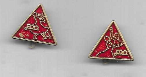 DANS BROCHE SPELDEN E.D.O. RODE UITVOERING, Ophalen of Verzenden, Gebruikt, Overige onderwerpen, Speldje of Pin