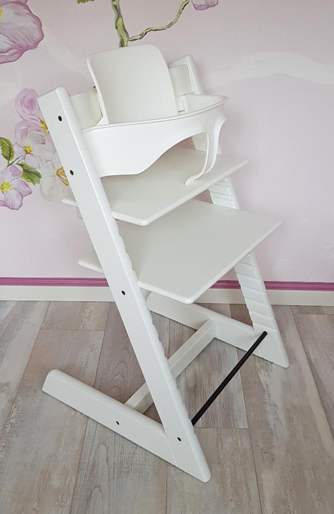 Witte Stokke Tripp Trapp, Trip Trap, Incl. BabySet, Ophalen, Zo goed als nieuw, Meegroeistoel, Stoelverkleiner