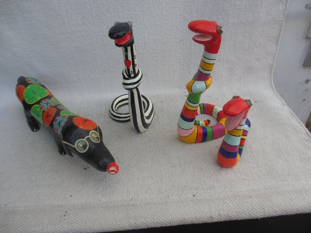 Niloc Pagen kunst TECKEL en SLANG en GROTE OCTOPUS, Antiek en Kunst, Overige onderwerpen, Gemerkt, Overige materialen, Beeld