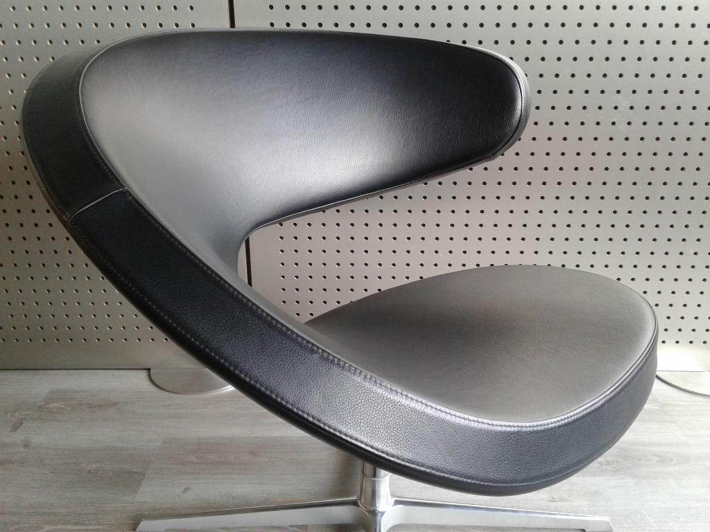 Variér (Stokke) Peel Club (Zwart Leder), Als Nieuw!, Huis en Inrichting, Fauteuils, Ophalen, Zo goed als nieuw, Variér, 75 tot 100 cm