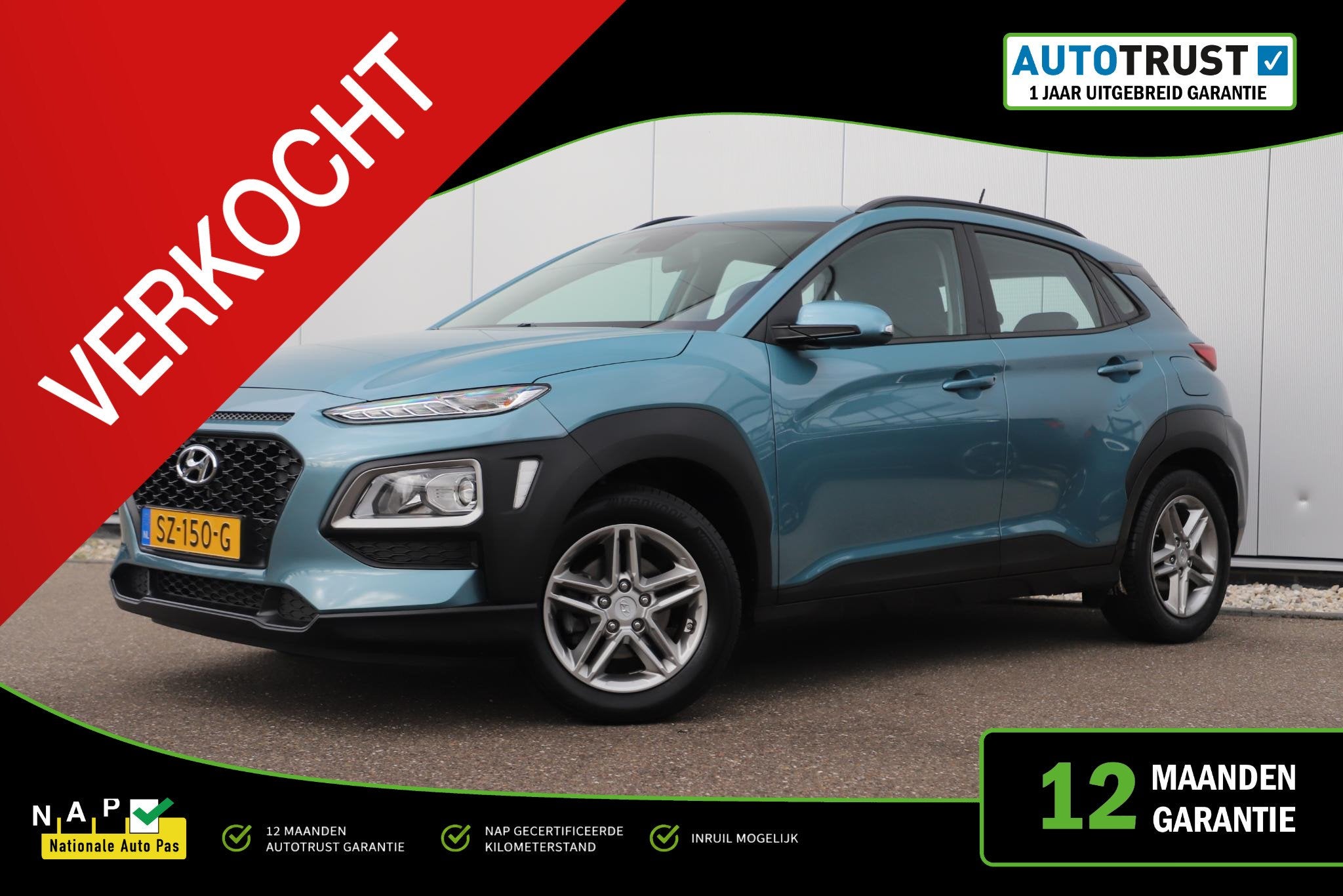 Hyundai Kona 1.0T Comfort Trekhaak Navigatie Achteruitrijcam, Auto's, Voorwielaandrijving, Stof, Gebruikt, Euro 6
