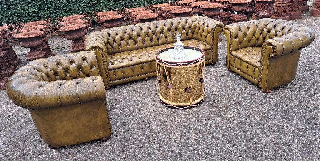 Unieke salontafel in de vorm van een fanfare trom zeer gaaf, Ophalen, Rechthoekig, 100 tot 150 cm, 50 tot 100 cm