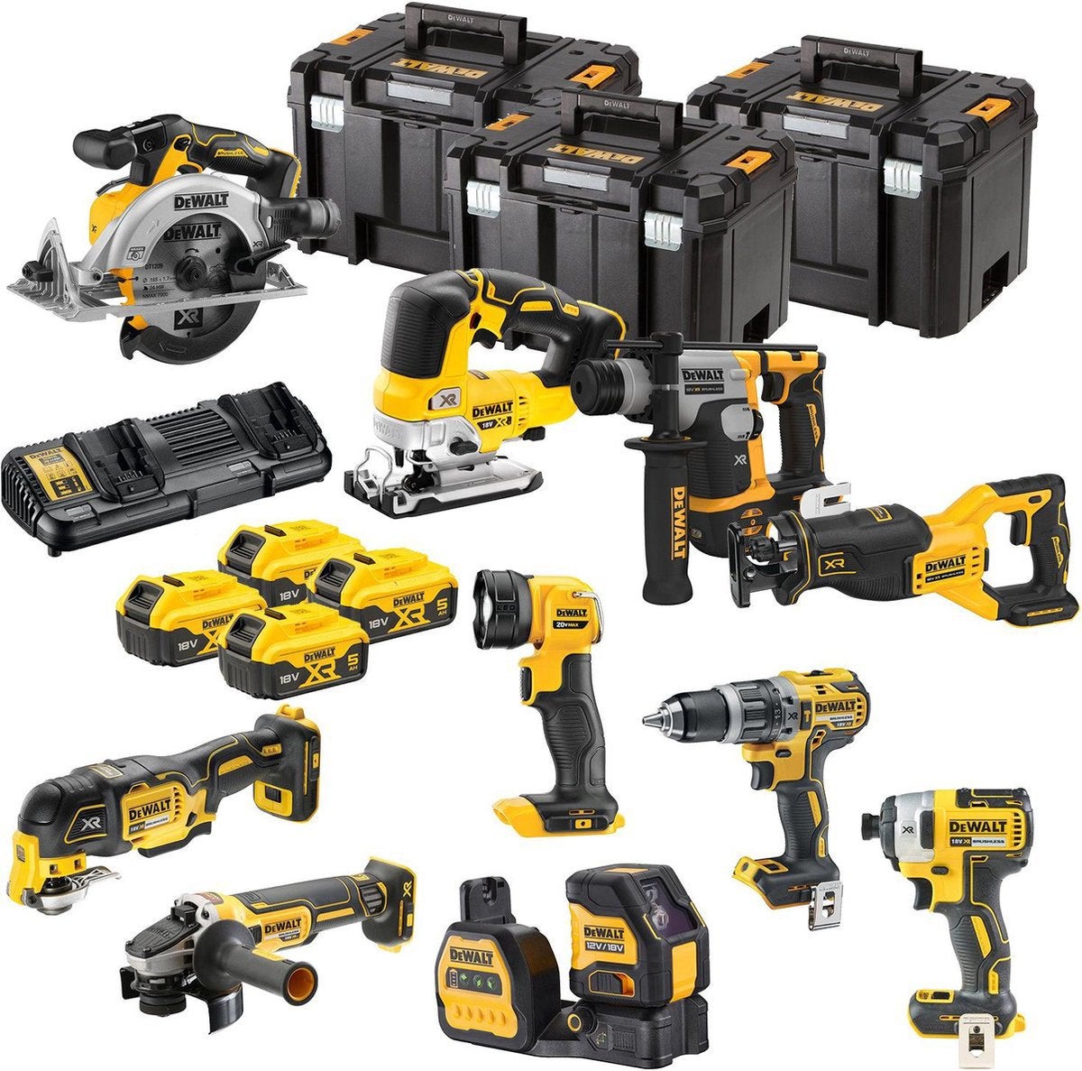 DeWalt DCK1012P4T-QW 10-delige Combopack XR 18V 5.0Ah