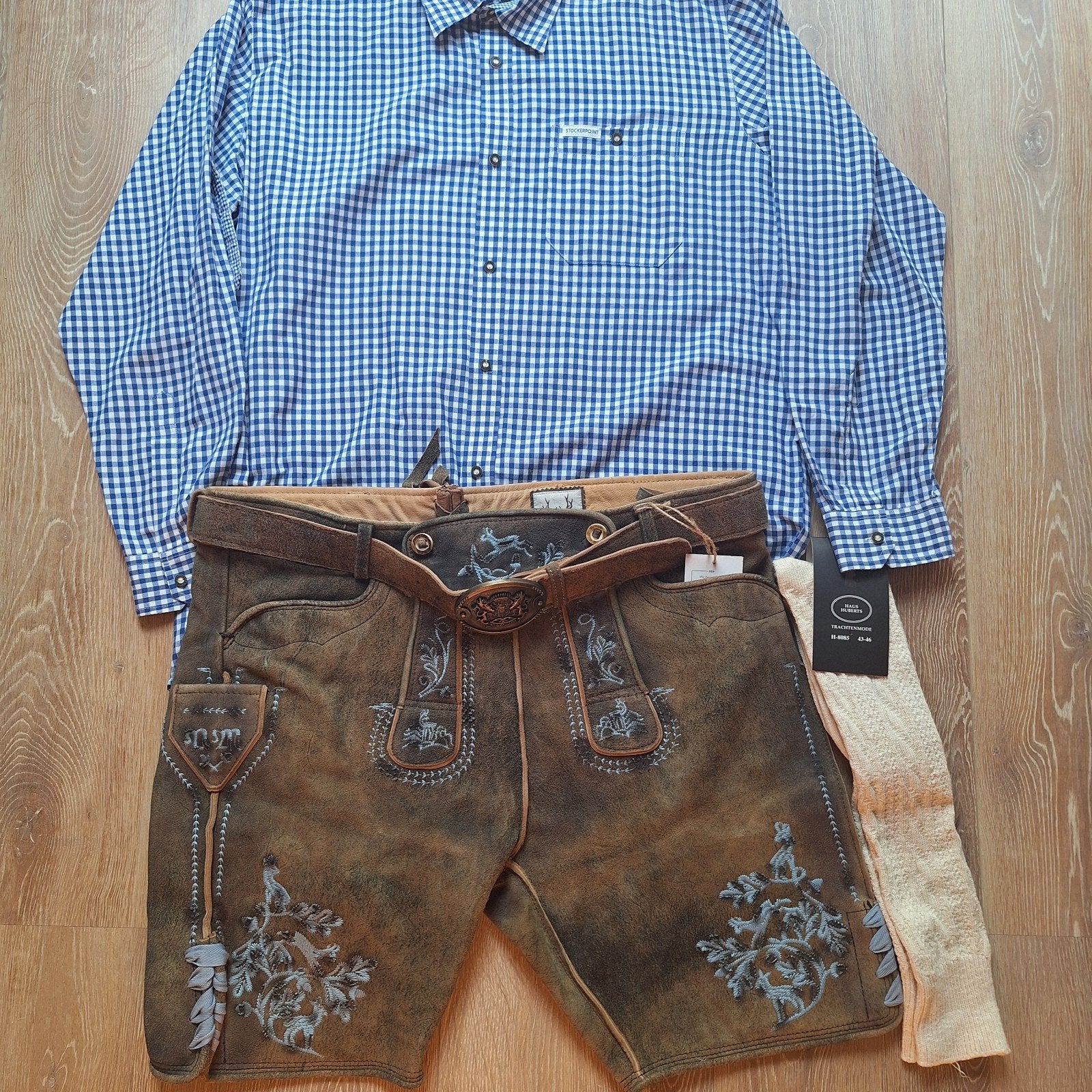 Lederhose 58 wildbock overhemd kousen oktoberfeest trachten, Ophalen of Verzenden, Nieuw, Maat 56/58 (XL), Stockerpoint