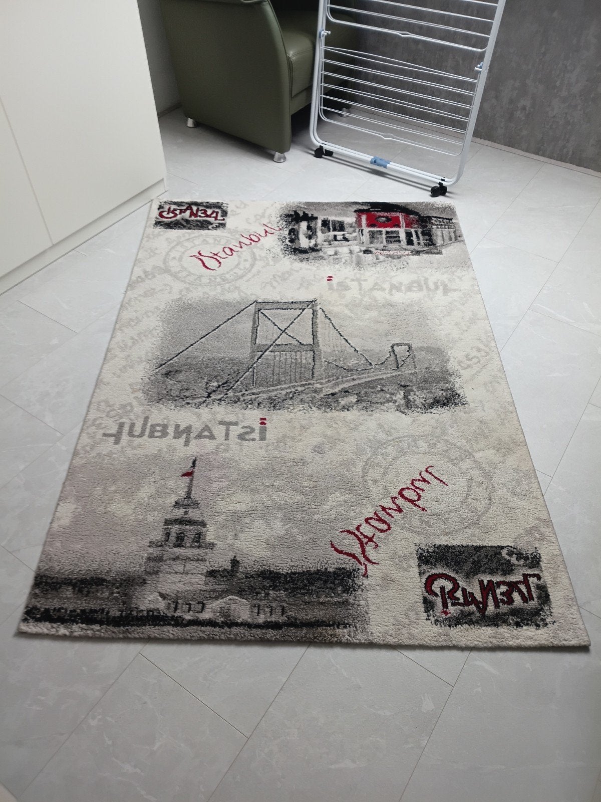 Istanbul kleed met iconische bezienswaardigheden, 100 tot 150 cm, Zo goed als nieuw, 150 tot 200 cm, Rechthoekig