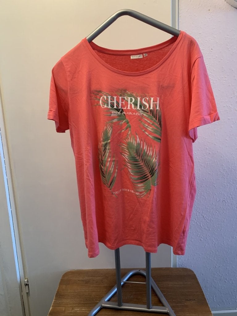 Roze T-shirt van City life. Maat 3XL, City Life, Maat 46/48 (XL) of groter, Ophalen of Verzenden, Zo goed als nieuw