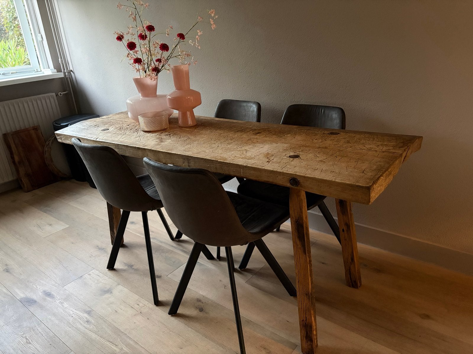 Robuuste houten eettafel - sitetable-Landelijke stijl, Huis en Inrichting, Ophalen, Gebruikt, 50 tot 100 cm, 150 tot 200 cm