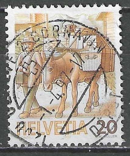 Zwitserland 1987 - Yvert 1264 - Posttransport  (ST), Verzenden, Gestempeld