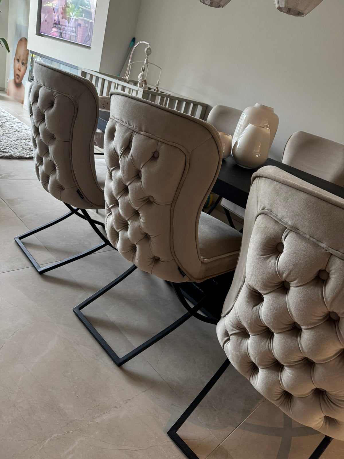 Eetkamer stoelen dubbelman design, Ophalen, Zo goed als nieuw, Vier