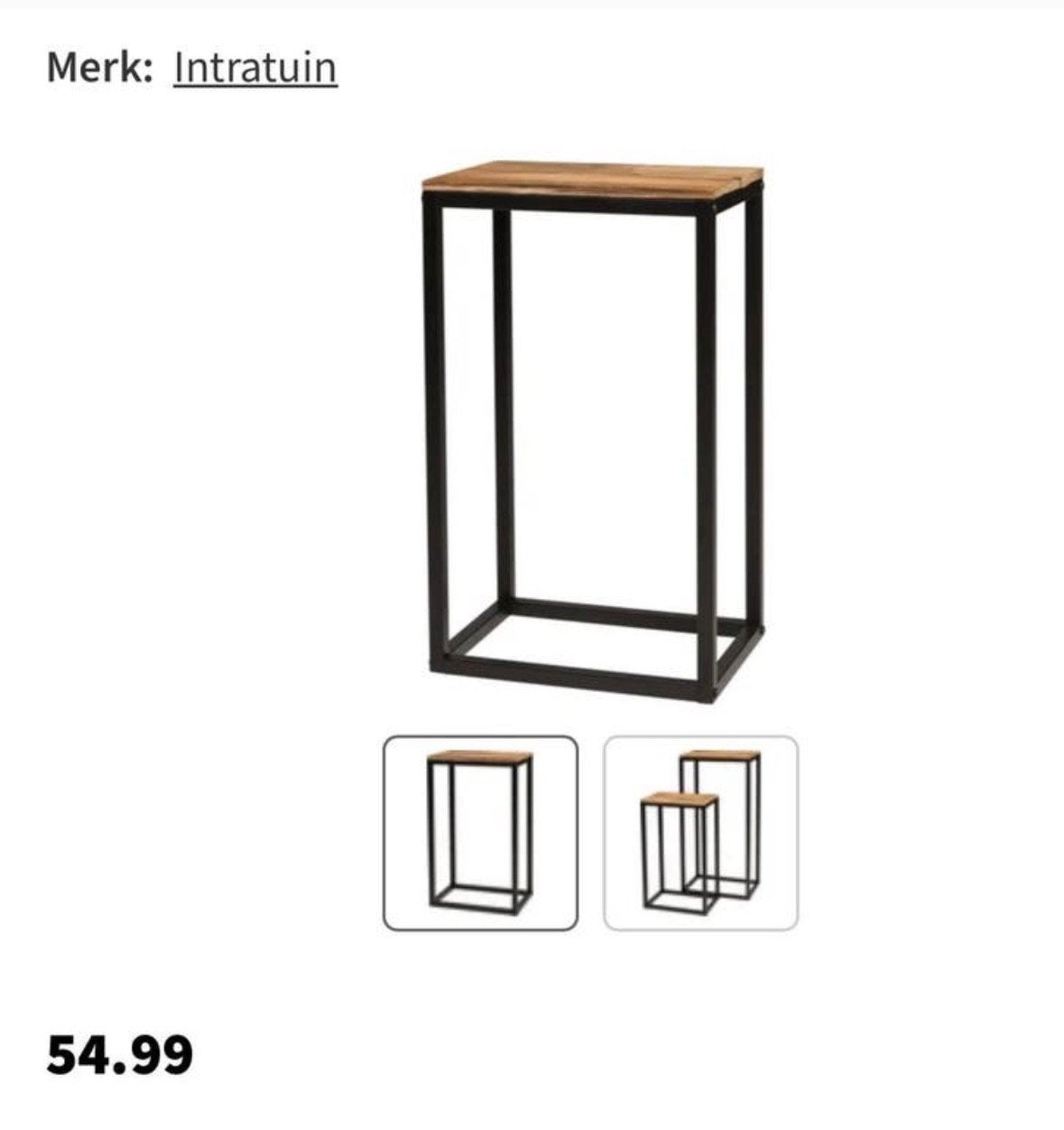Metaal hout, plantentafel / bijzettafel. Intratuin, Ophalen of Verzenden, Nieuw