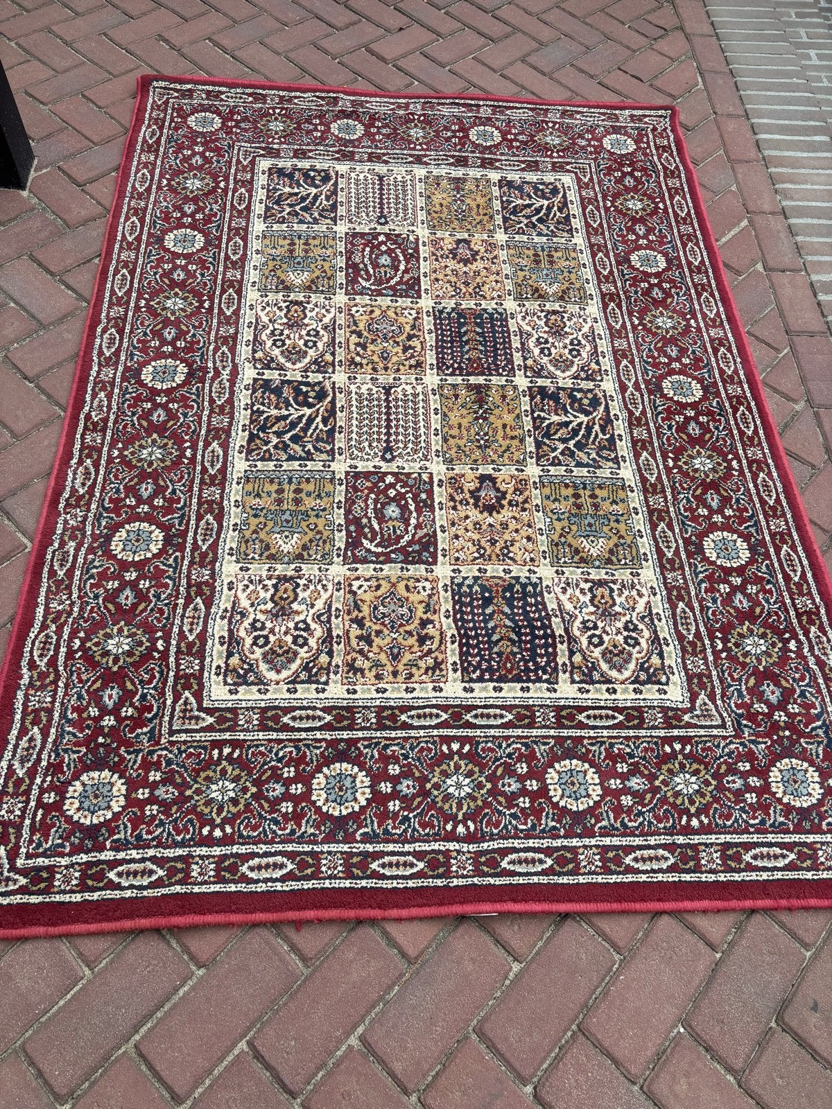 IKEA VALBY RUTA Vloerkleed - Rood/Beige (133x195 cm), Gebruikt, 100 tot 150 cm, Ophalen of Verzenden, 150 tot 200 cm