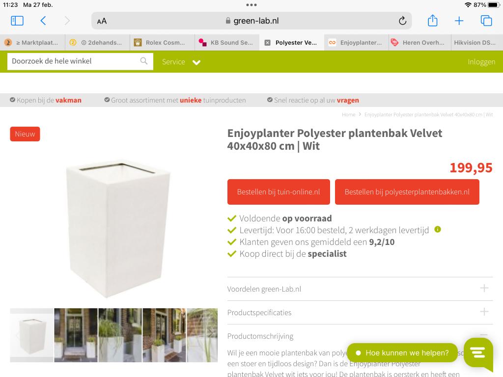 Plantenbak 40x40x80, Tuin en Terras, Ophalen, Kunststof, Minder dan 60 cm, Vierkant