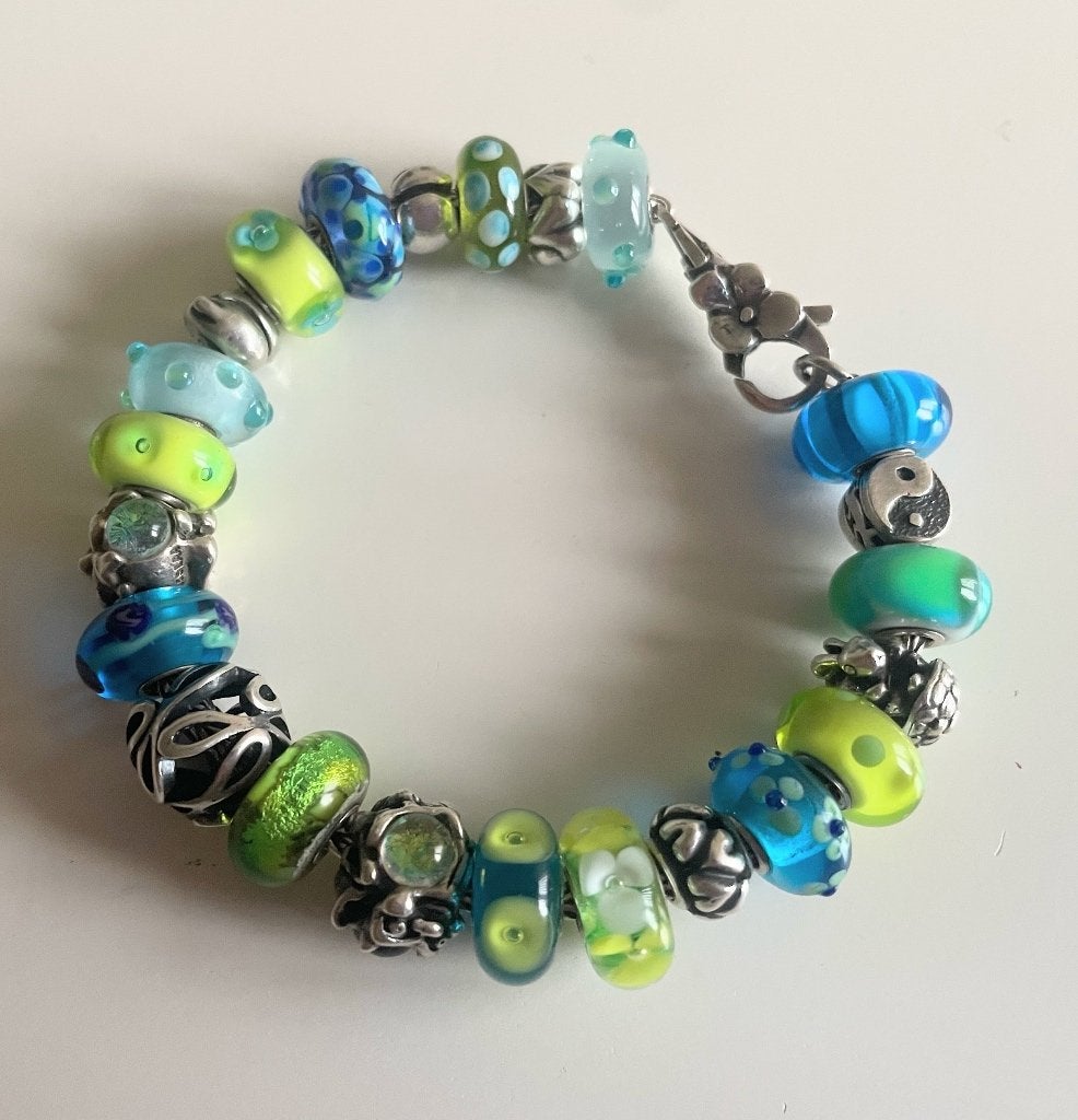 Complete Trollbeads armband alles origineel, Overige kleuren, Ophalen of Verzenden, Zo goed als nieuw, Met bedels of kralen