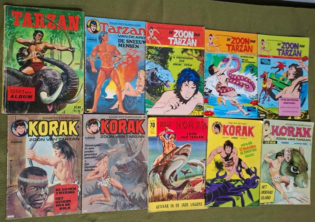 Tarzan (2x) en Korak de zoon van Tarzan (8x) totaal=10 stuks, Boeken, Stripboeken, Meerdere stripboeken, Ophalen of Verzenden
