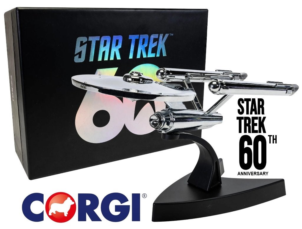 CORGI STAR TREK USS ENTERPRISE 60 ANNIVERSERY CHROME PLATED, Ophalen of Verzenden, Nieuw, Tv, Beeldje, Replica of Model