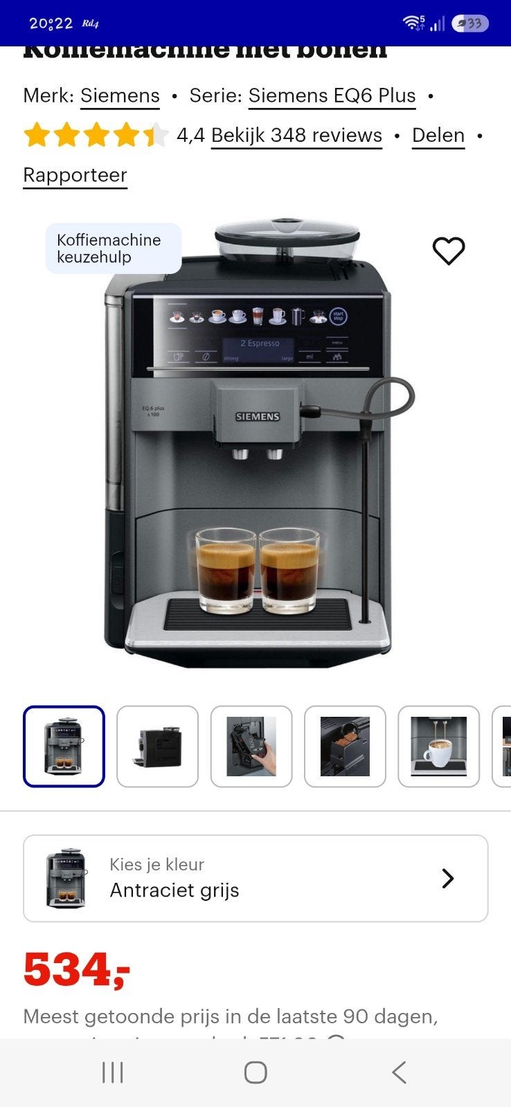 Siemens EQ.6 Plus S100 Koffiemachine - 2 jaar oud, Witgoed en Apparatuur, Koffiezetapparaten, Ophalen, Koffiemachine, Koffiebonen