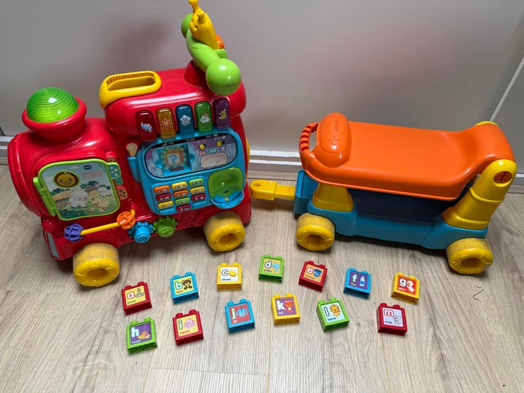 VTech Zoef Zoef Dieren Trein met Wagon en Blokken, Ophalen of Verzenden, Gebruikt, 6 maanden tot 2 jaar