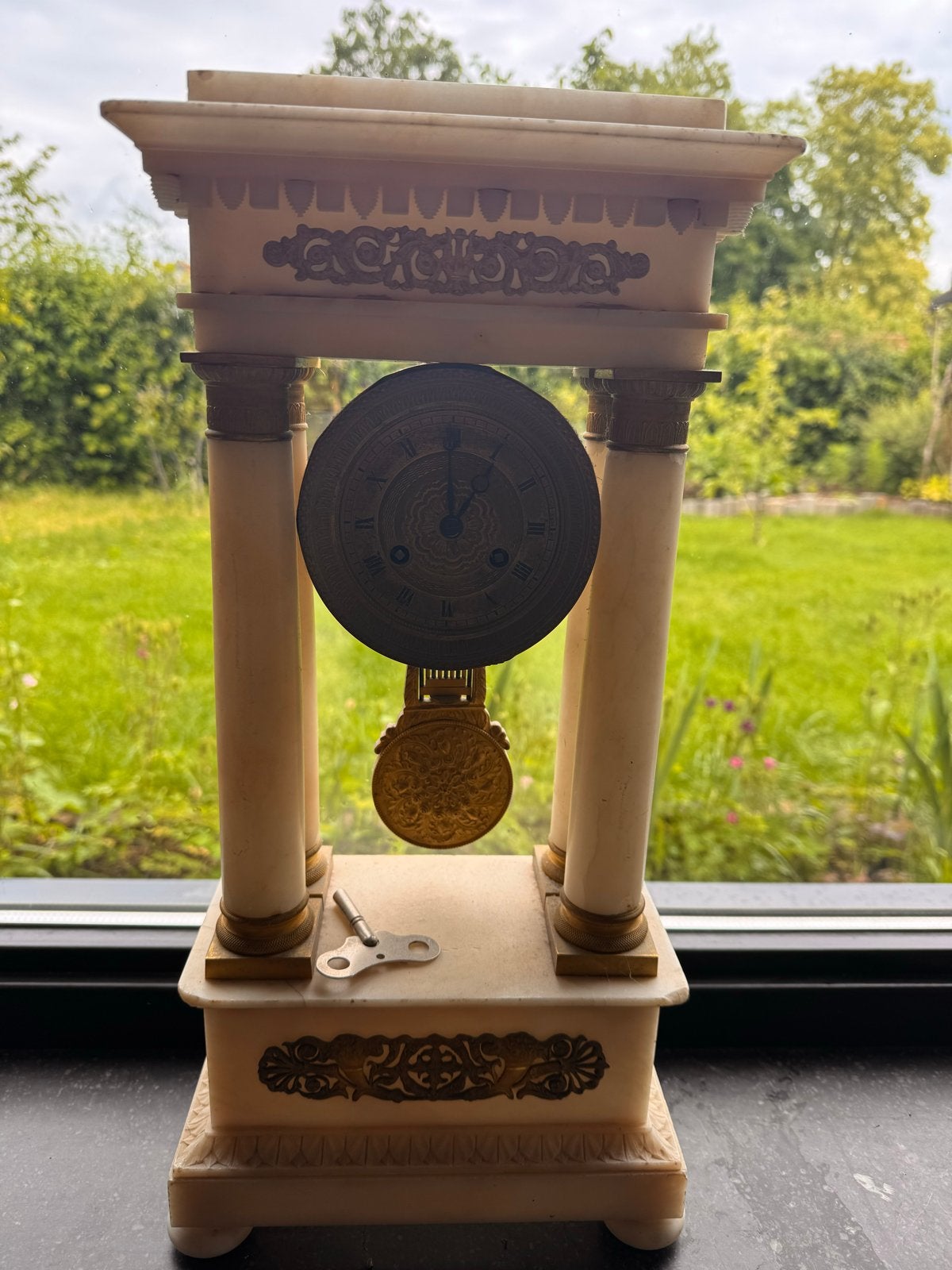 Antieke Franse kolom pendule, Antiek en Kunst, Ophalen
