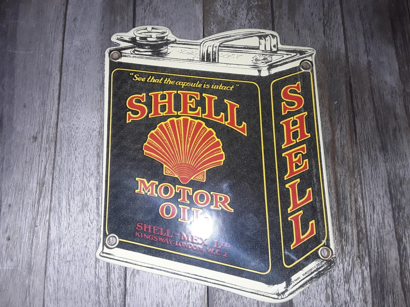 Shell Motoroil emaille bord., Ophalen of Verzenden, Reclamebord