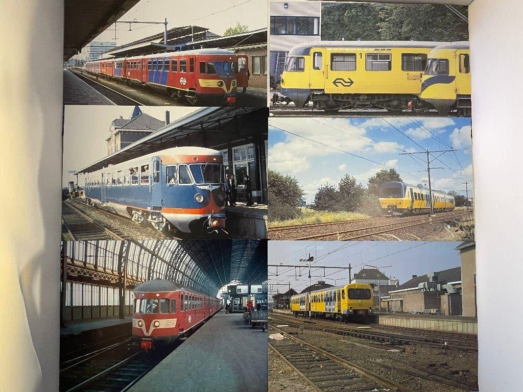 6 NS Trein afbeeldingen o.a. diesel (ca. 30x21 cm.), Overige merken, Gelijkstroom of Wisselstroom, Boek, Tijdschrift of Catalogus