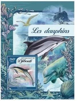 DOLFIJNEN- prachtig bl. v DJIBOUTI-14, Verzenden, Postfris, Dier of Natuur