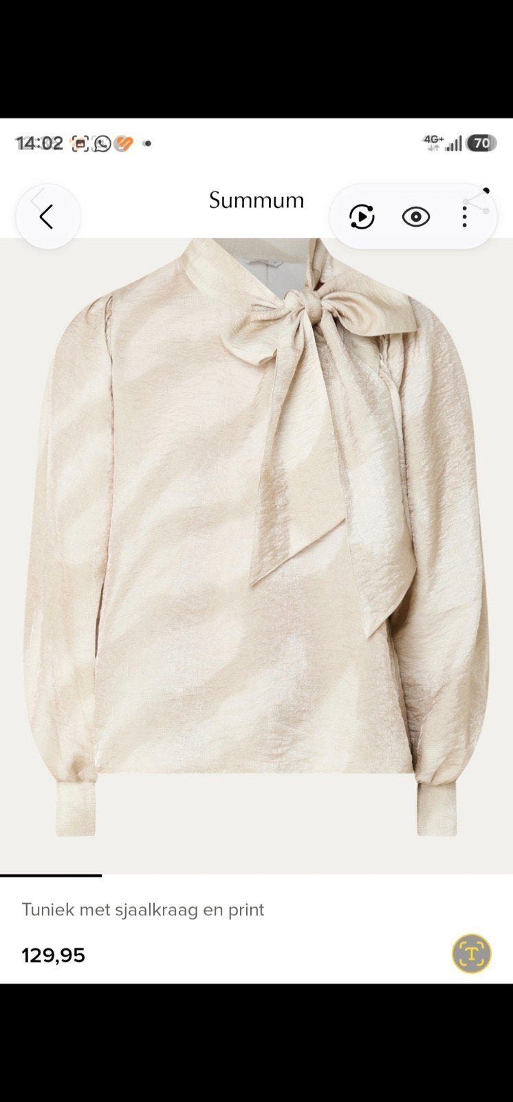 Summum blouse, maat 46, zgan, Summum, Beige, Maat 46/48 (XL) of groter, Ophalen of Verzenden