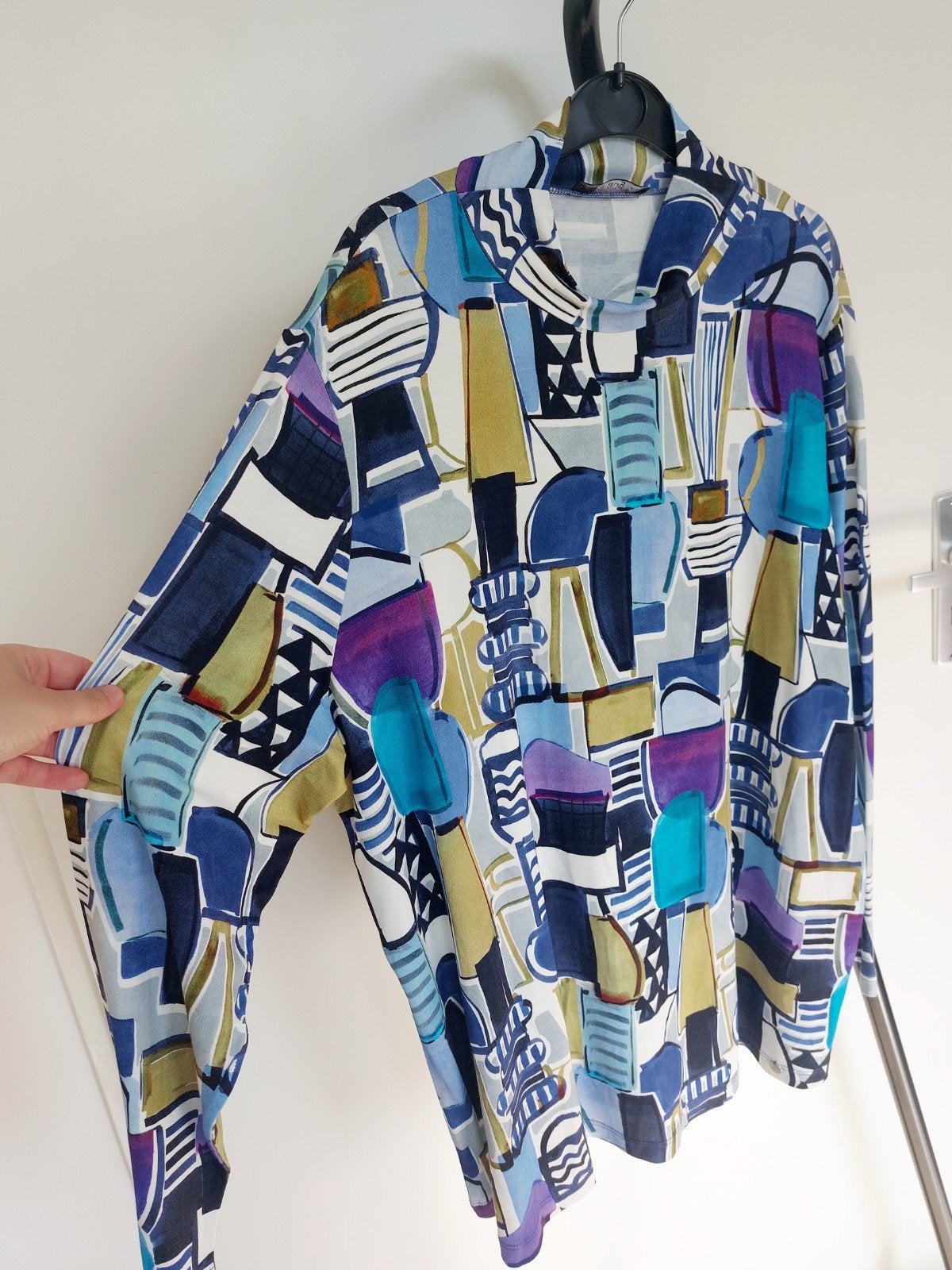 Gollé haug blouse met print losse colkraag maat 46, Blauw, Gollehaug, Maat 46/48 (XL) of groter, Ophalen of Verzenden
