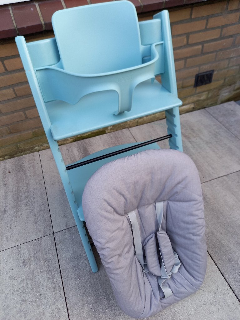 Stokke Tripp Trapp kinderstoel, met newbornset en babyset, Ophalen, Gebruikt, Meegroeistoel, Stoelverkleiner