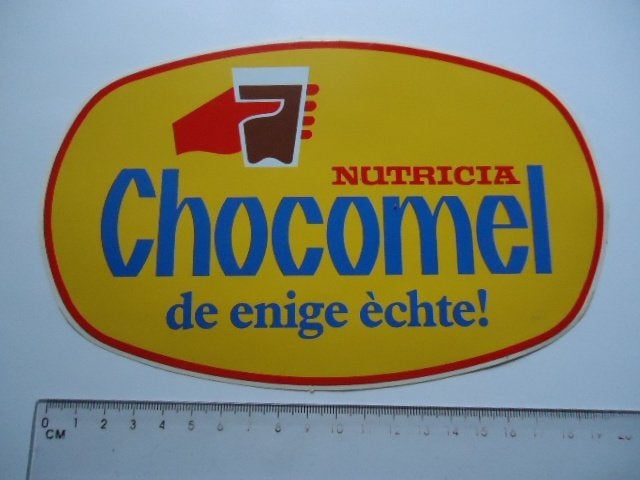 sticker oud NUTRICIA Chocomel enige echte groot plastic, Ophalen of Verzenden, Zo goed als nieuw, Bedrijf of Vereniging