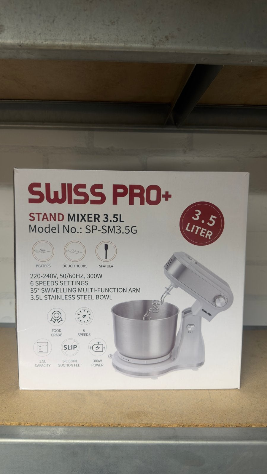 Swiss Pro+ Stand Mixer 3.5L ( Nieuw!), Witgoed en Apparatuur, 4 liter of meer, Ophalen of Verzenden, Zo goed als nieuw, 3 snelheden of meer