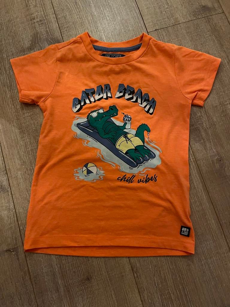 Oranje T-shirt met krokodil print, Koningsdag!, Ophalen of Verzenden, Zo goed als nieuw, Jongen, Shirt of Longsleeve