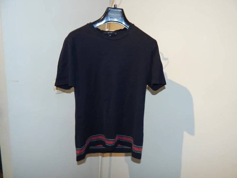 Gucci zwart shirt rood groene band onderkant mt M, Zwart, Gucci, Gedragen, Verzenden