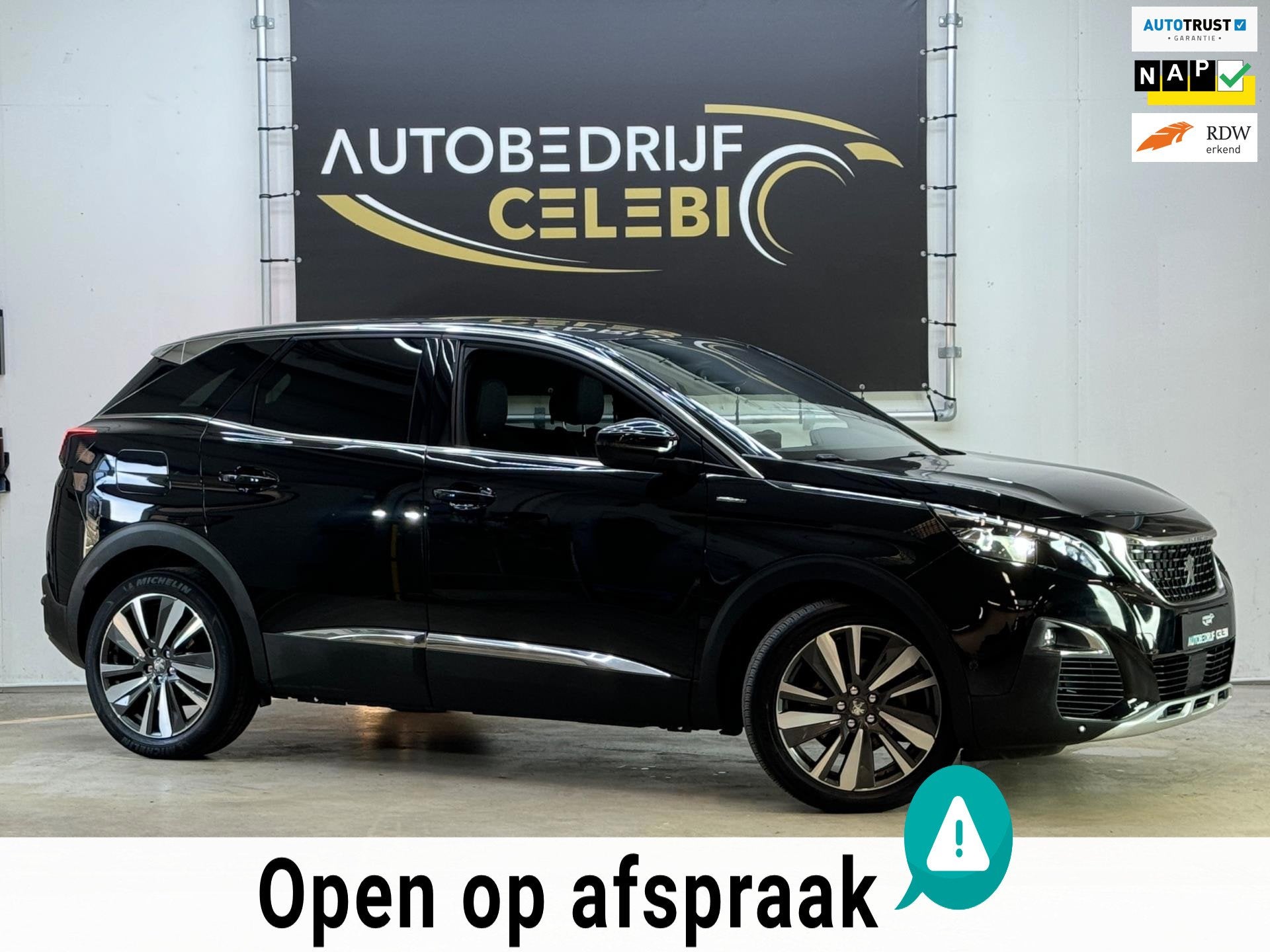 Peugeot 3008 1.2 PureTech GT Line 2016 ZWART DODEHOEK&RIJSTR, Auto's, Gebruikt, 1199 cc, Zwart, Origineel Nederlands