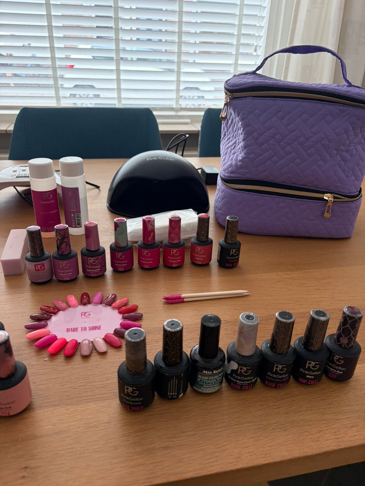Complete Pink Gellac set – 30 lakjes + 2 lampen, Ophalen of Verzenden, Gebruikt, Overige kleuren, Handen en Nagels