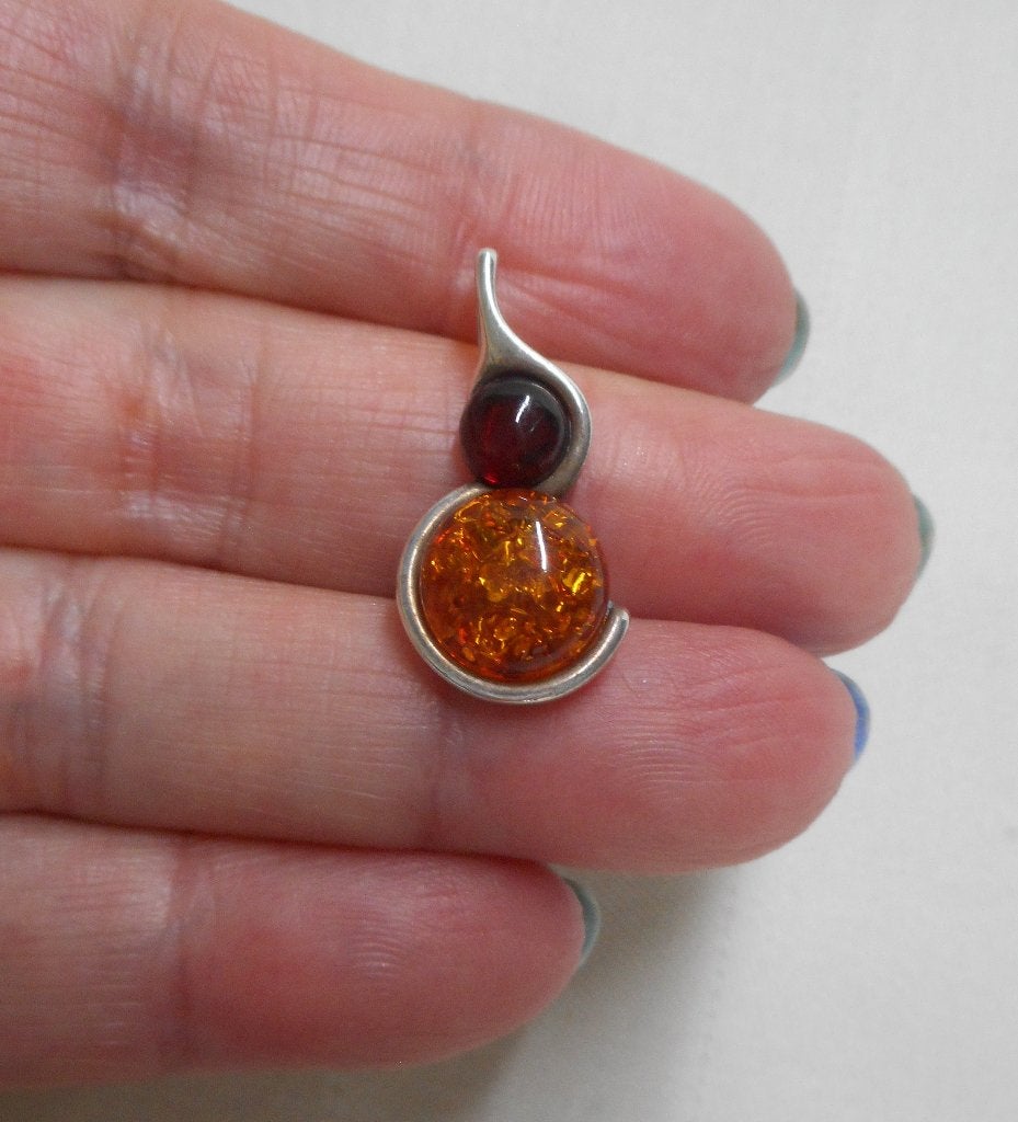Zilveren hanger met barnstenen nr.1388, Sieraden, Tassen en Uiterlijk, Verzenden, Zo goed als nieuw, Zilver, Zilver