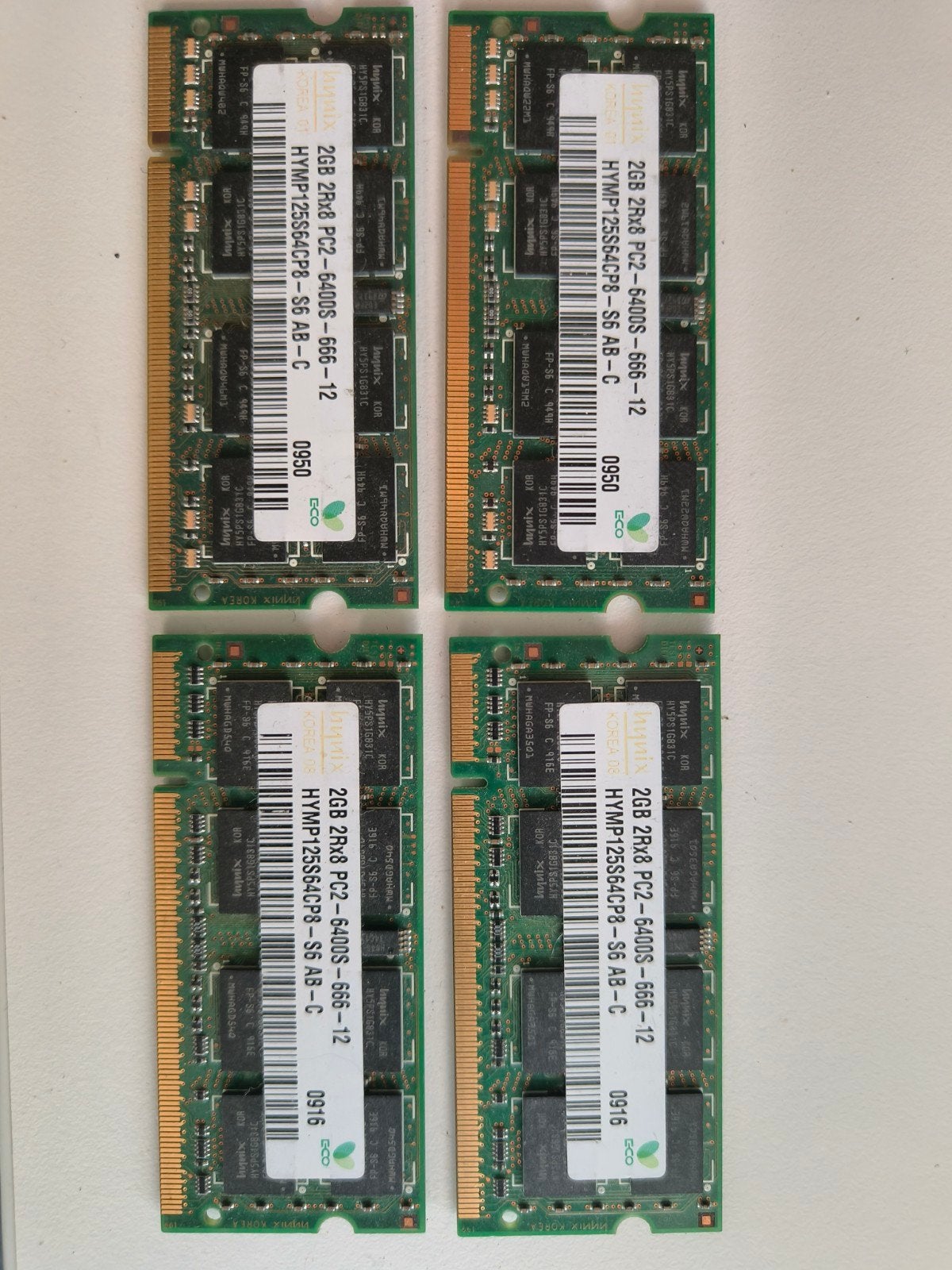 4x 2GB Hynix DDR2 RAM PC2-6400S-666-12 (8GB totaal), Gebruikt, 8 GB, Ophalen of Verzenden, DDR2