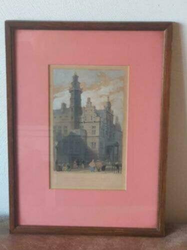 Gravure Litho Den Haag Stadhuis 1840 Bartlett Payne, Ophalen