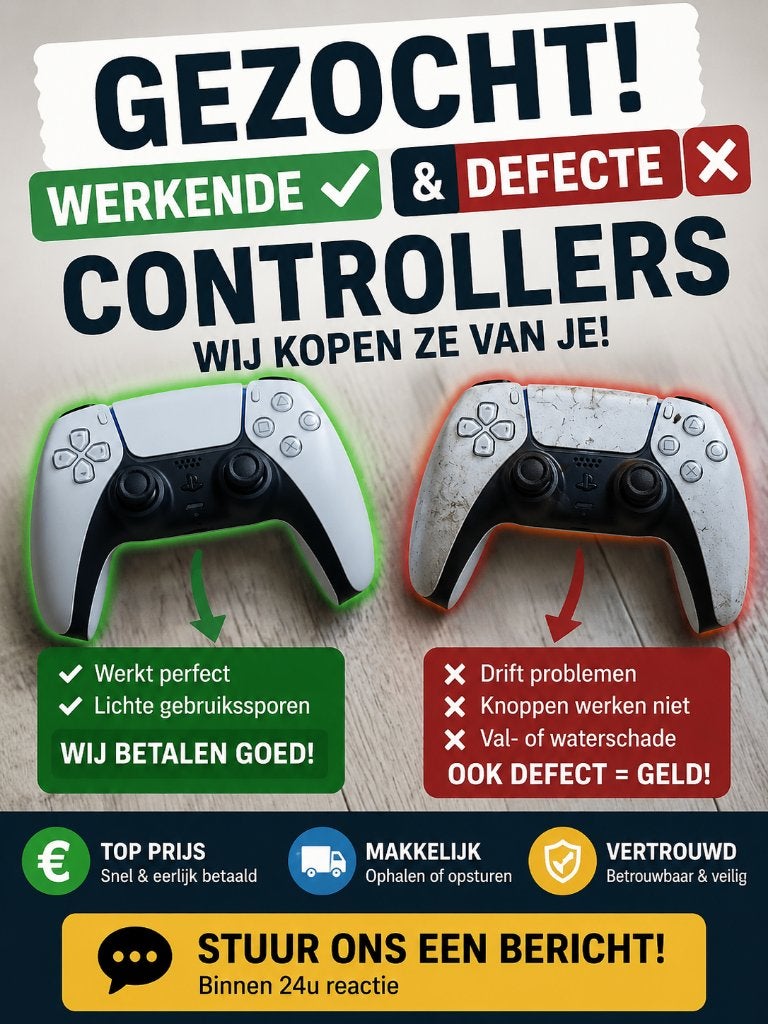 Gezocht: Defecte PS5 Controllers (Stickdrift, Kapot, Schade), Ophalen of Verzenden, Niet werkend, Controller, PlayStation 5