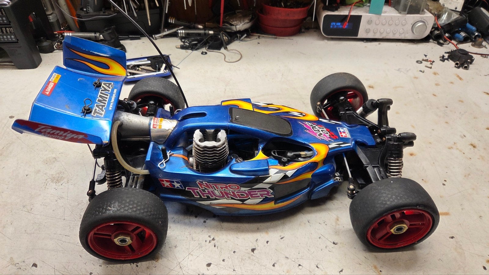 Te koop leuke Tamiya nitro thunder, Gebruikt, Ophalen of Verzenden, Auto onroad, Schaal 1:8