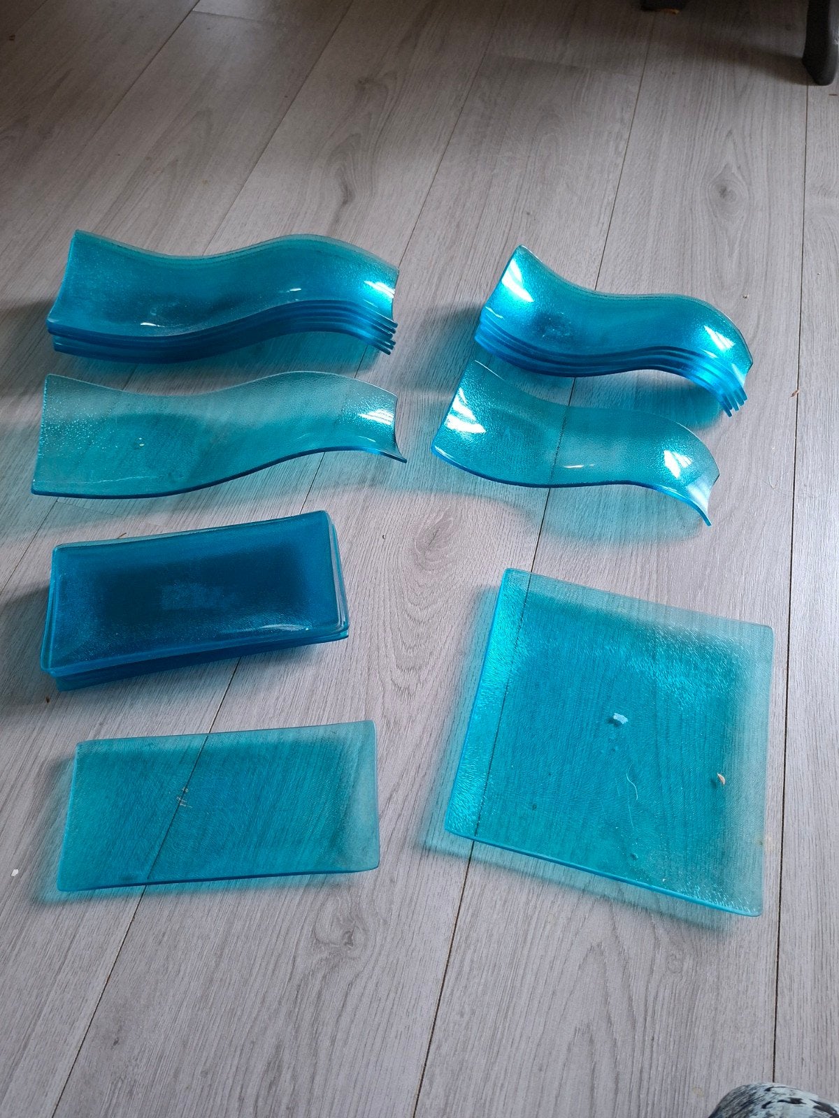 Blauwe schalen van glas, Gebruikt, Schaal, Ophalen of Verzenden, Glas